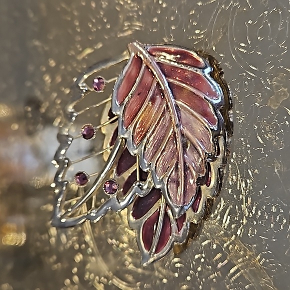 Kenneth Cole Silver Enamel Leaf Pin Brooch - Picture 7 of 7